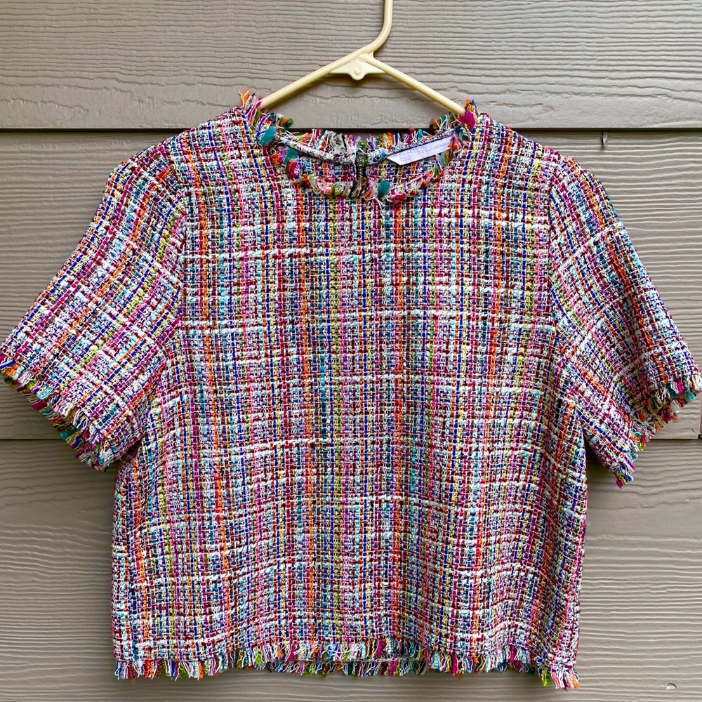 Zara Multicolored Tweed Top